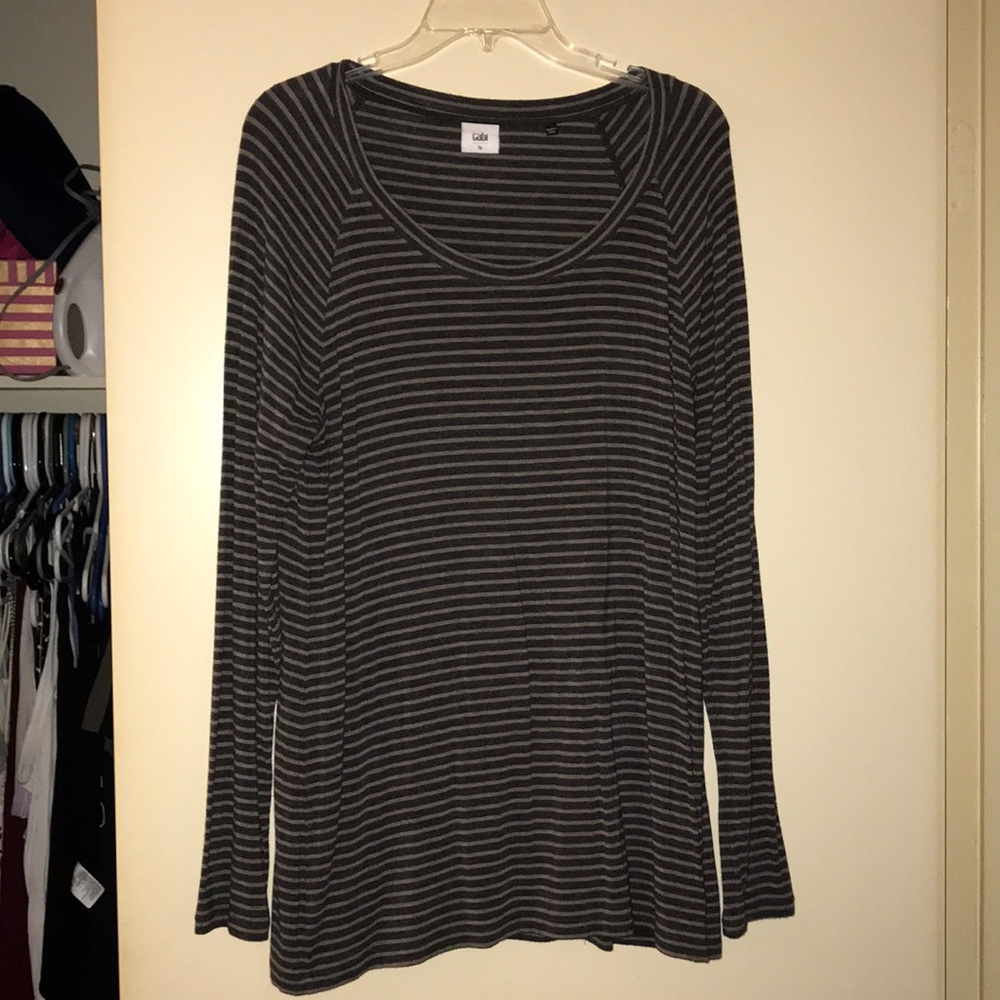 CAbi grey and tan long sleeve